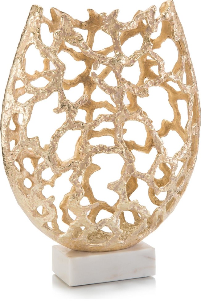JOHN-RICHARD Vase White Cream-Washed Gold Black Marble Cast