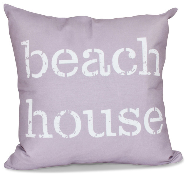 Beach House, Word Print Pillow, Lavender - Contemporary - Decorative Pillows - by E by Design