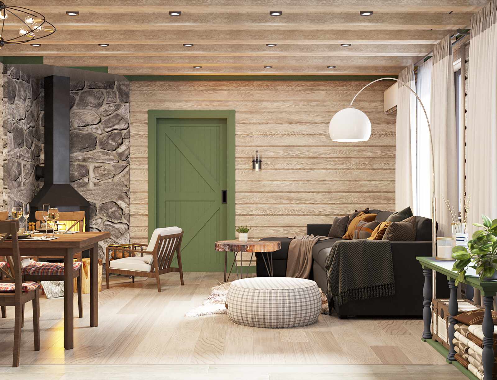 Брусовый дом выходного дня в Кантри стиле