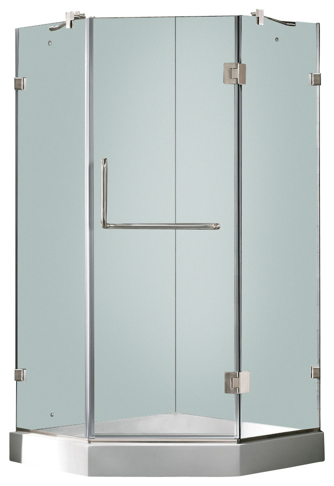 Vigo 40 x 40 Frameless Neo-Angle 3/8in.  Clear/Brushed Nickel Shower Enclosure w