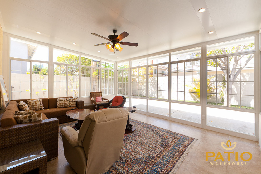 Photo of a large traditional sunroom in Orange County.