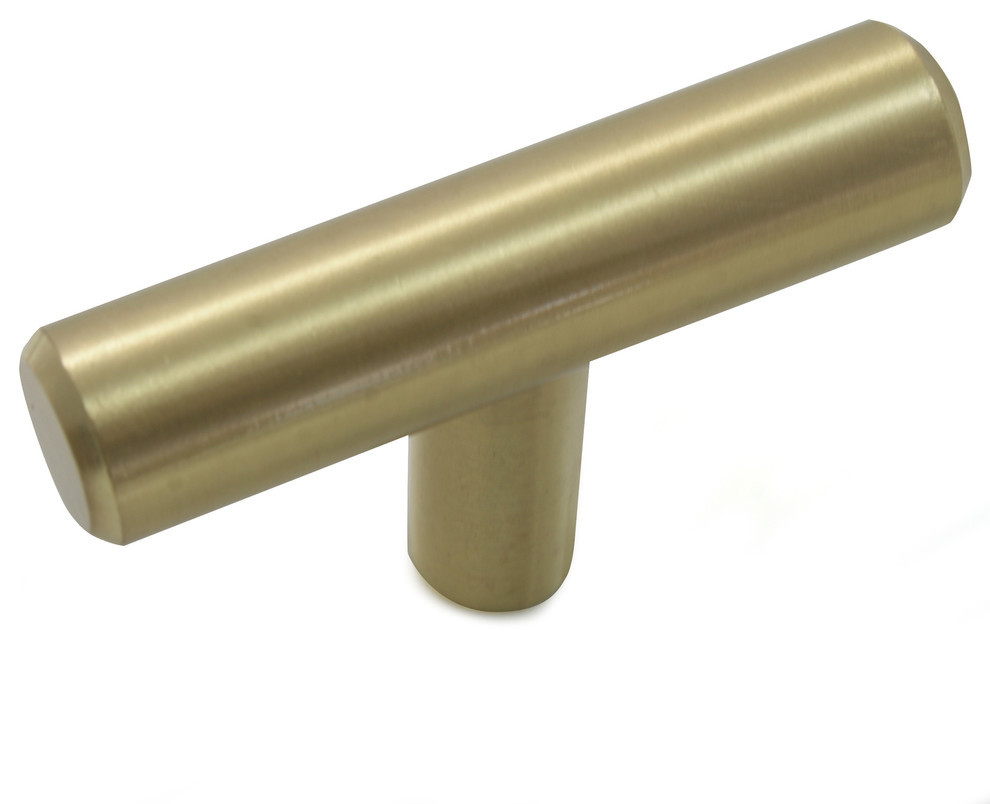 Steel T-Bar Knob - 2" - Satin Brass