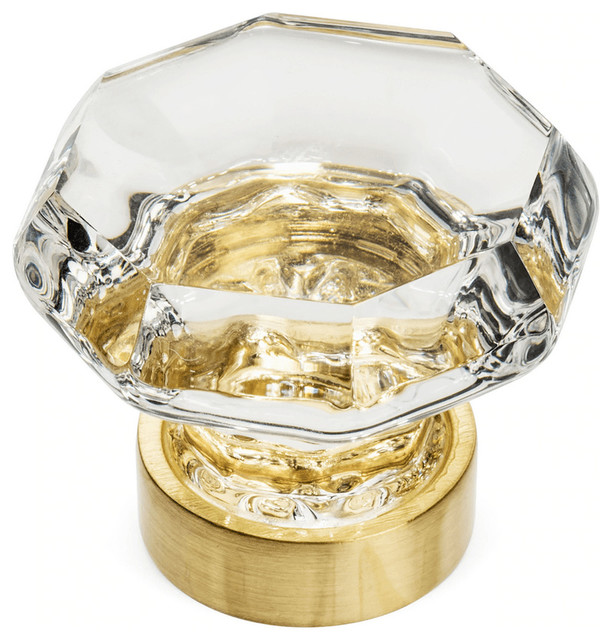 Cosmas 5268BBC Brushed Brass & Clear Glass Knob Contemporary