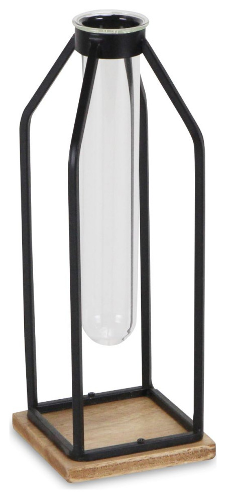 Black Tall Metal Stand With Glass Tube