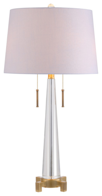 Clear/Brass Gold By JONATHAN Y Zoe 29.5' 2-Light Crystal Table Lamp 