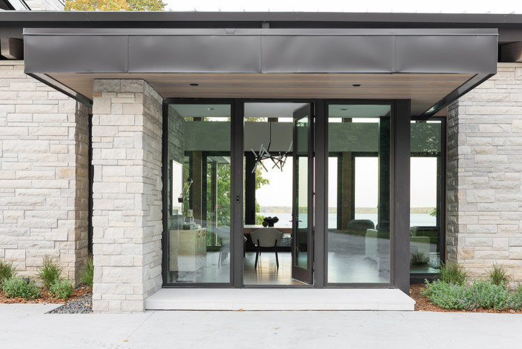 Large modern two-storey multi-coloured house exterior in Salt Lake City.