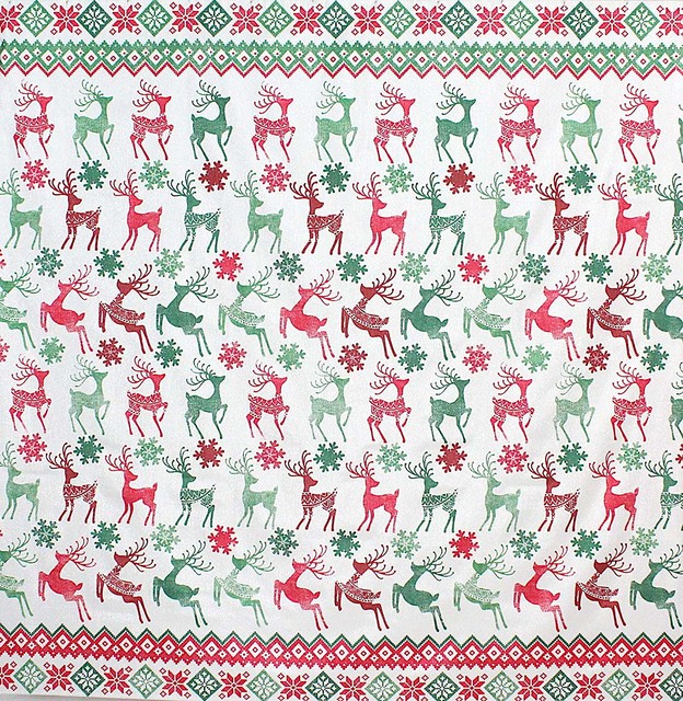 Christmas Red Green White Fabric Shower Curtain Shimmer Metallic