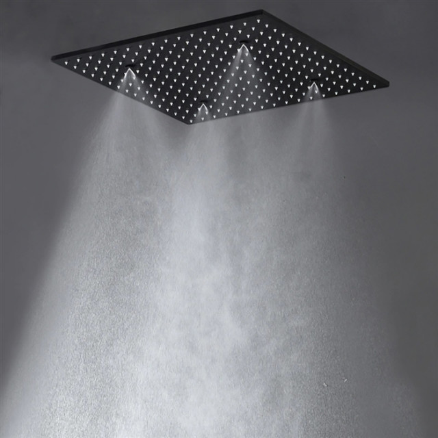 Fontana 20" LED Mist Rainfall Shower System & 3 Square Body Jets, Matte ...