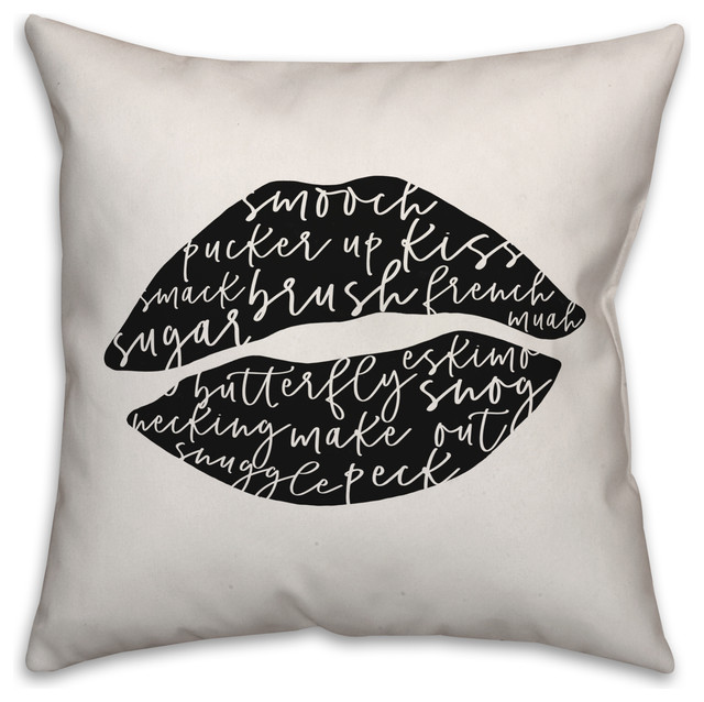 Smooch Script Black Pillow Contemporary Decorative Pillows