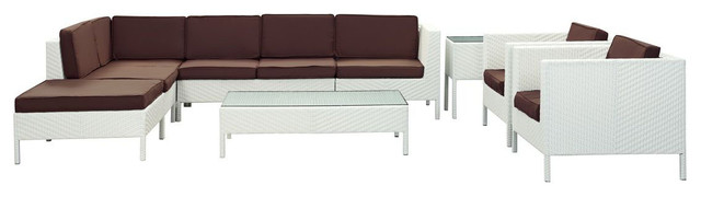 La Jolla Sectional Set in White Brown