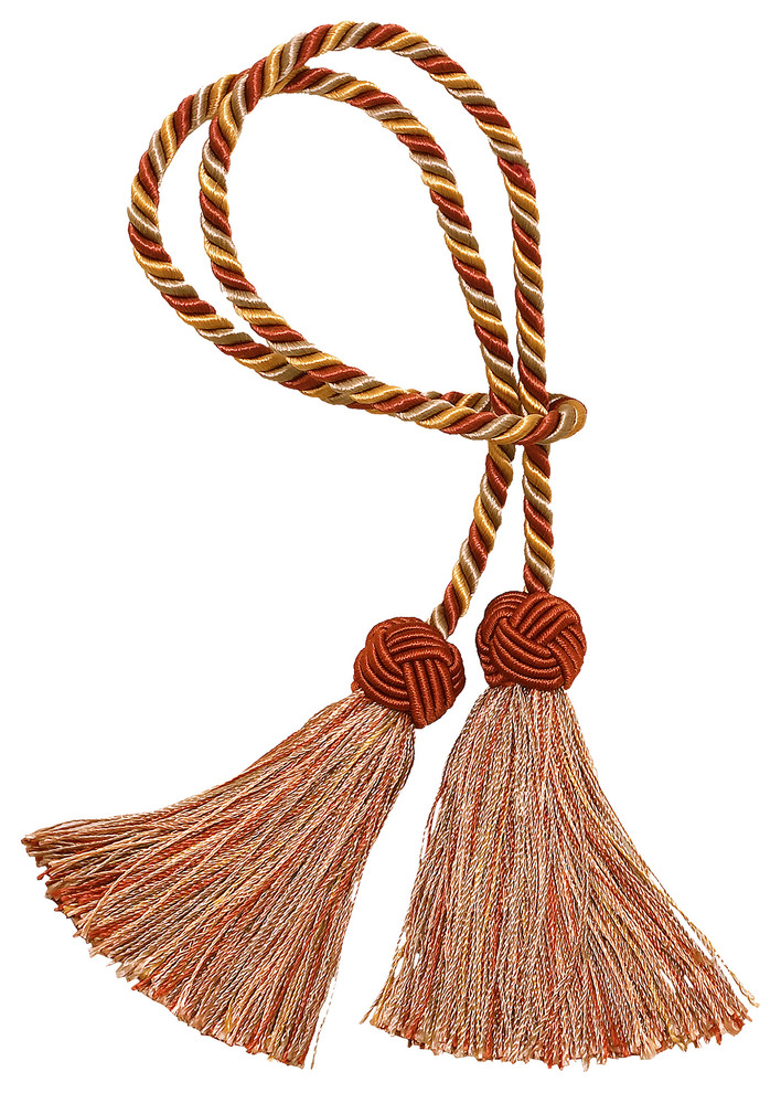 Double Tassel / RUST GOLD / Tassel Tie with 3.5 inch Tassels, Baroque