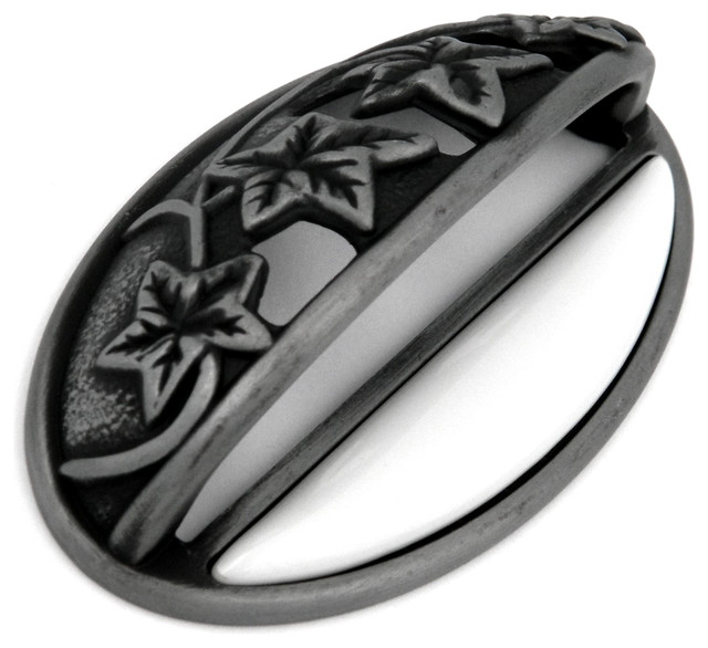 Hickory Hardware Satin Pewter Antique White Porcelain Cup Pull