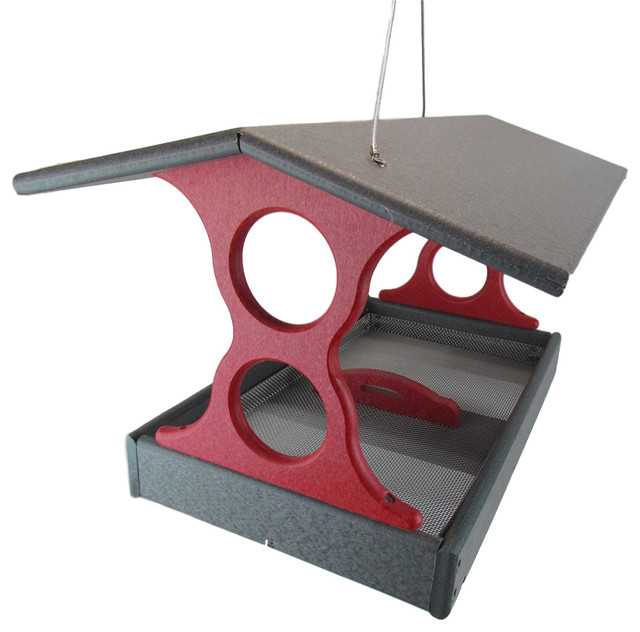Jcs Wildlife Fly Thru Bird Feeder With Removable Tray Medium Gray
