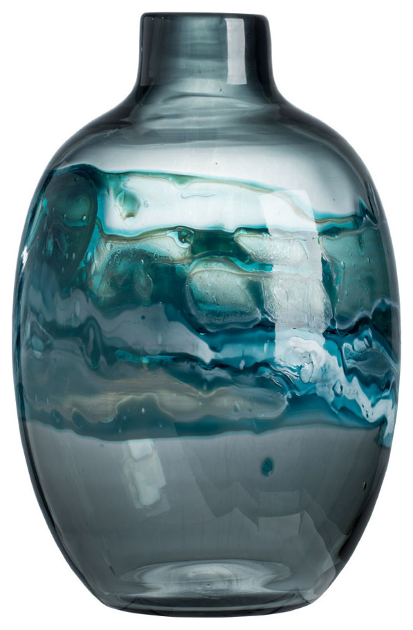 Blue Glass Vase, 10x10x15.5"