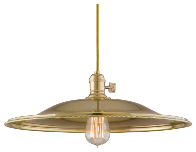 Heirloom 1-Light Bulb Pendant Lighting, Aged Brass
