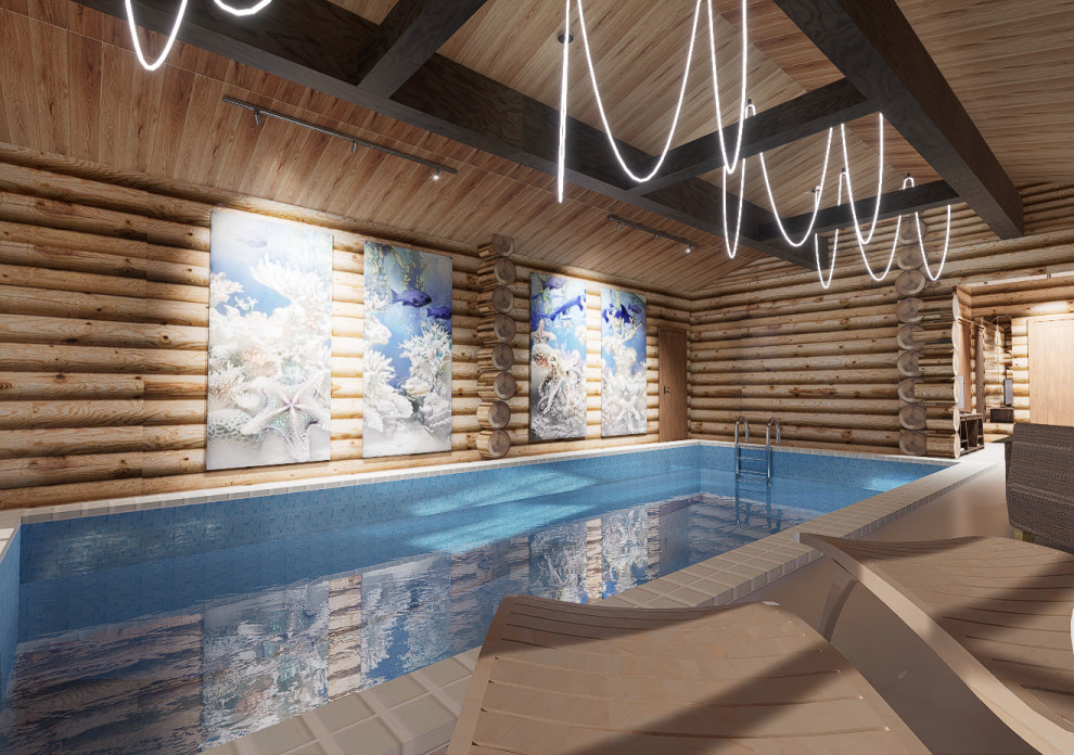 Дизайн бассейна в деревянном доме
