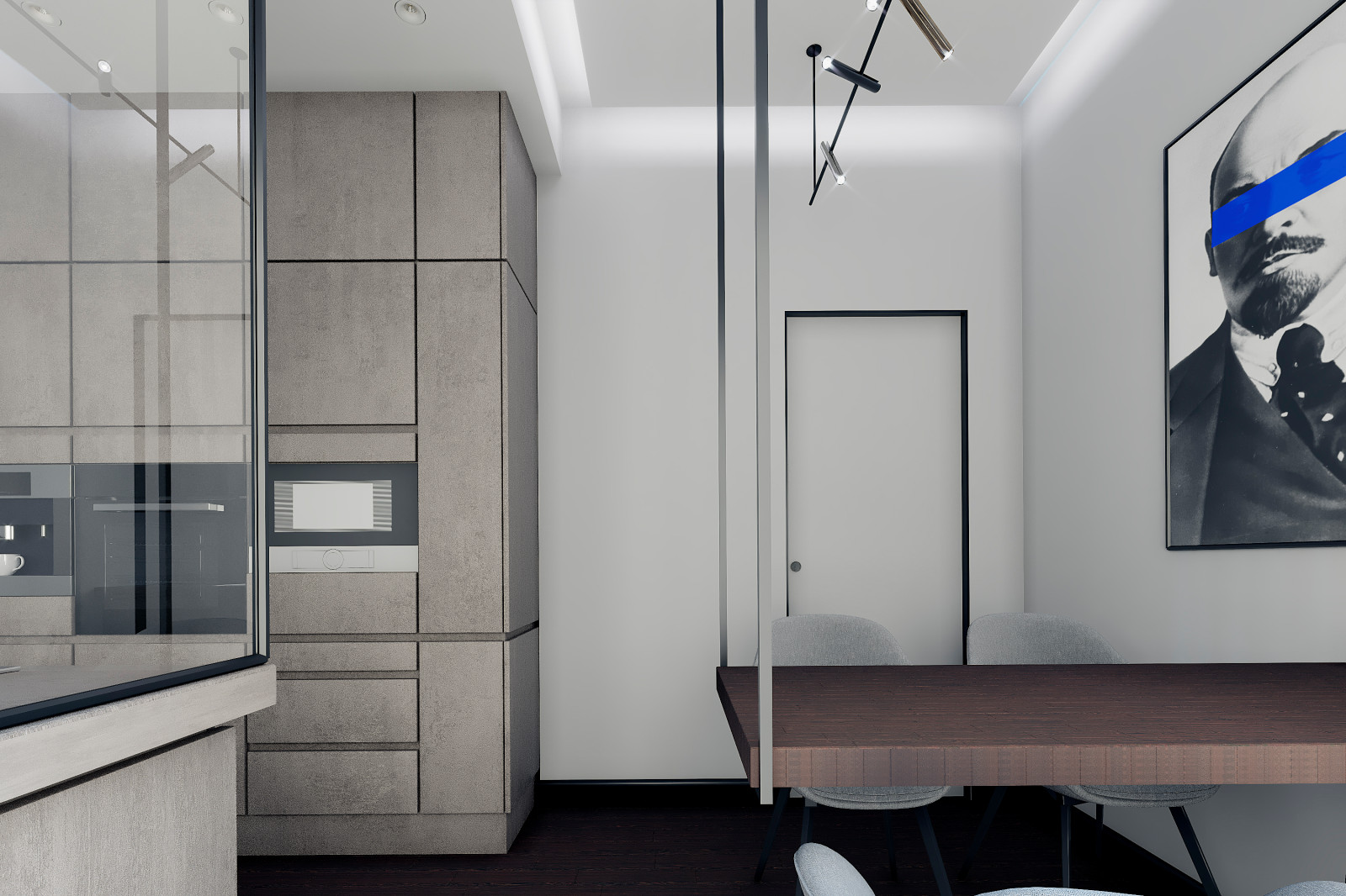 kitchen with hanging table