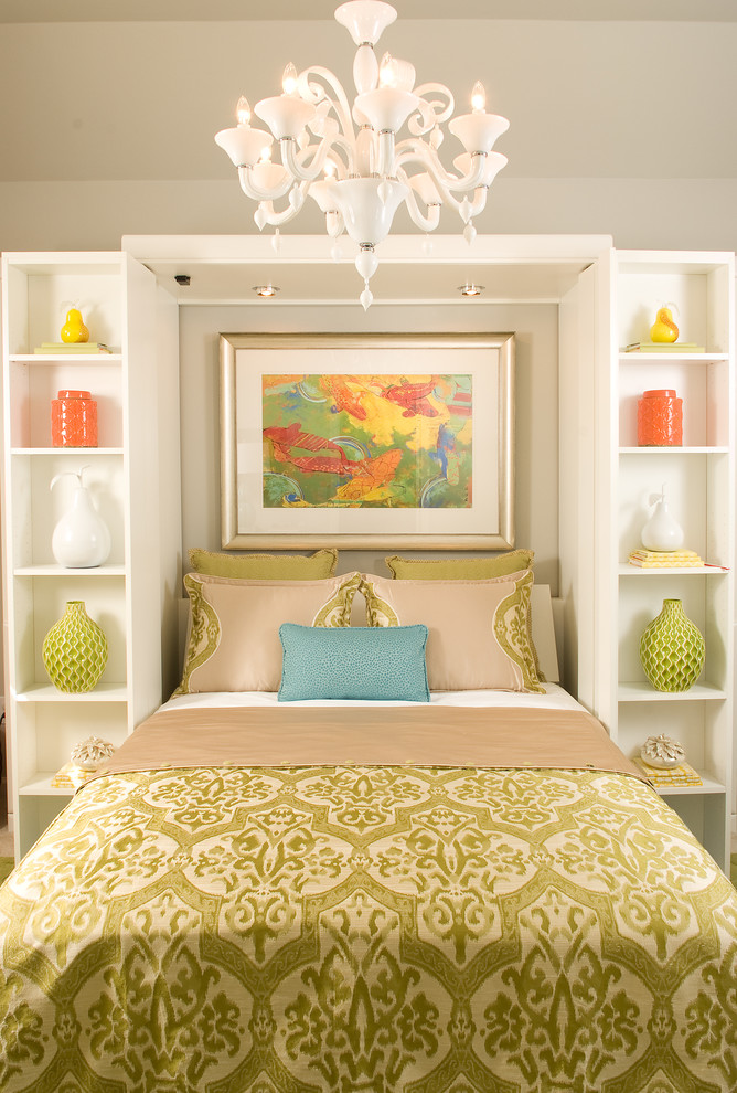 Inspiration for a transitional bedroom in Atlanta with grey walls.