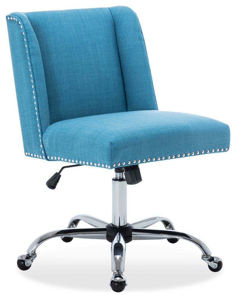 Belleze Upholstered Fabric Office Chair Nailhead Trim Swivel Task Chair Contemporary Office Chairs By Onebigoutlet V 048 Gm 49024 Parent Houzz