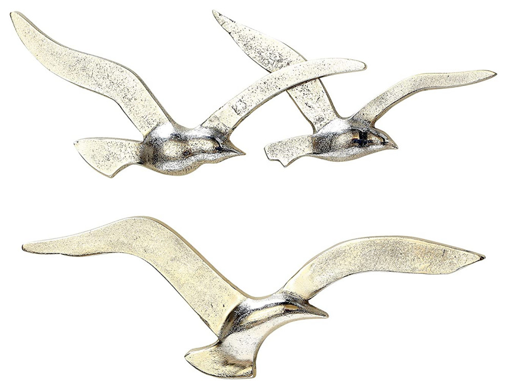 Americana Flying Birds Metal Wall Decor Art, 15.25" and 13.25" Beach