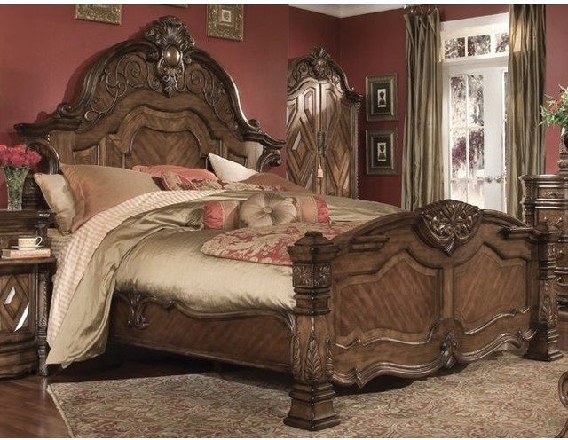 AICO Furniture - Windsor Court Mansion Bed in Vintage Fruitwood - 700-BED