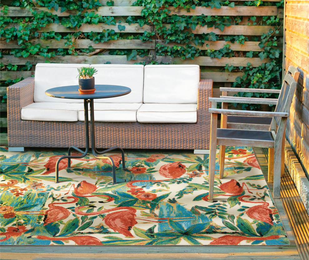Waverly Sun N' Shade Botanical Area Rug Tropical Outdoor Rugs by