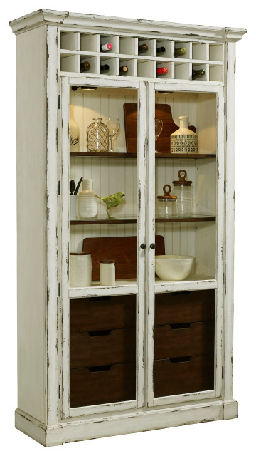 Display Curio Cabinet With Wine Storage, Antique White by Pulaski Furniture