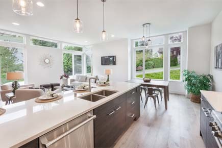 Example of a transitional kitchen design in Seattle