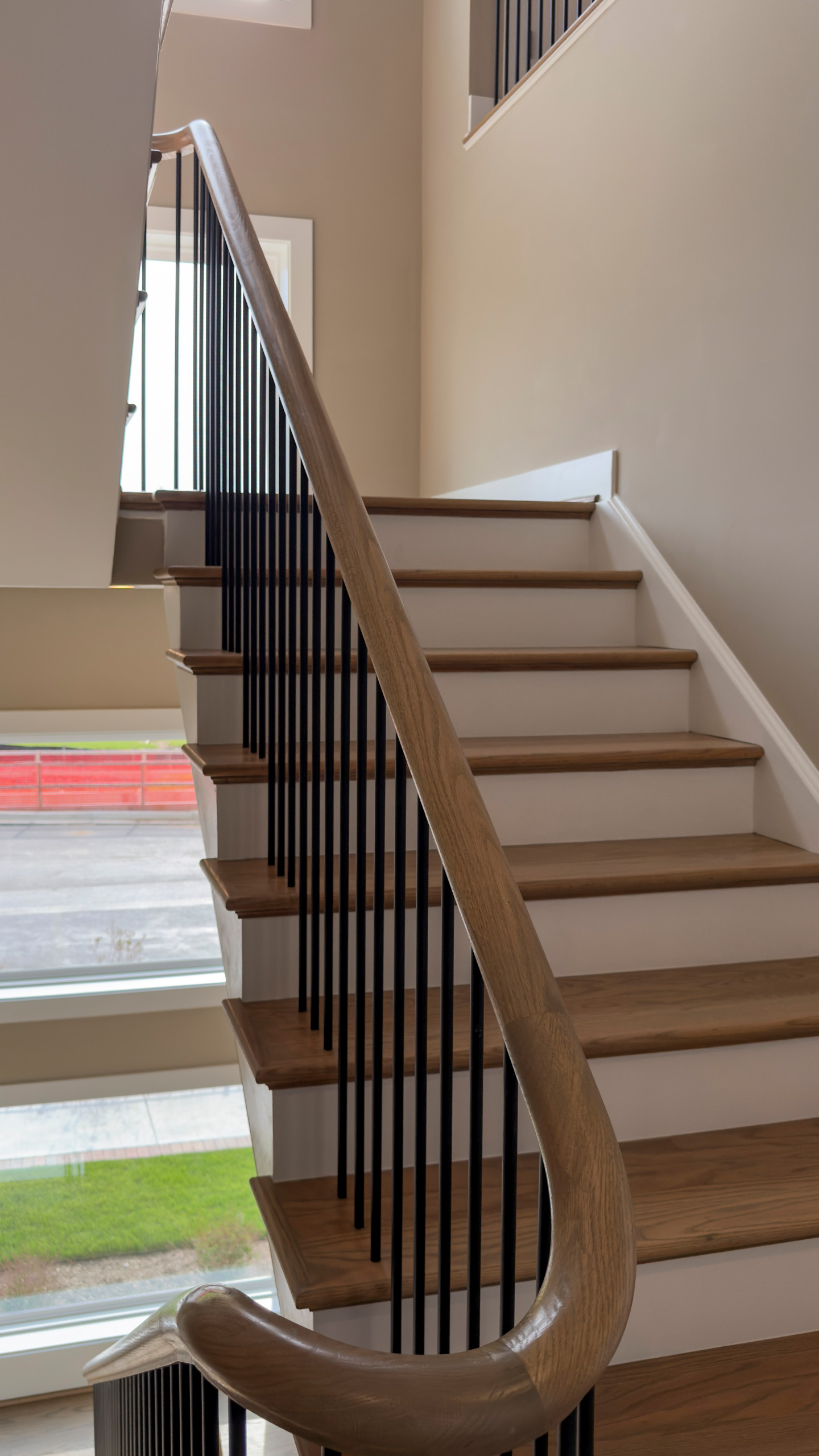 Project #153 | Sophisticated Red Oak Stair with Metal Balusters