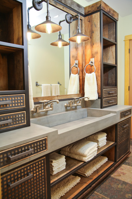 DA concrete sink and custom vanity - Industrial - Bathroom