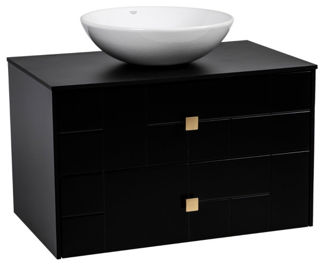 Modern WallMounted Bathroom Vanity Dune Black Matte Simple 24", 32