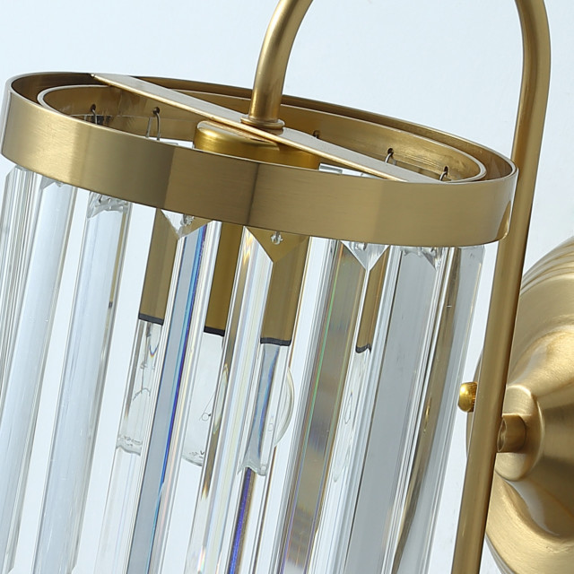 LOTREE Modern Nordic Glass Wall Sconce - Clear Frosted Mini Round With Brass Switch, E26 Base