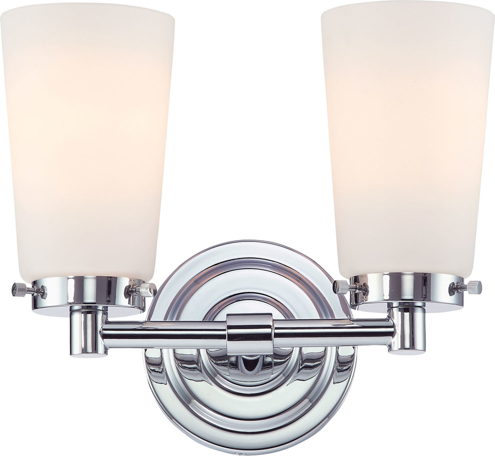 Alico Madison 2-Light Vanity in Chrome and White Opal Glass, BV7T2-10-15