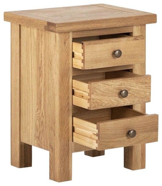 Oak 3-Drawer Bedside Table - Traditional - Nightstands And Bedside