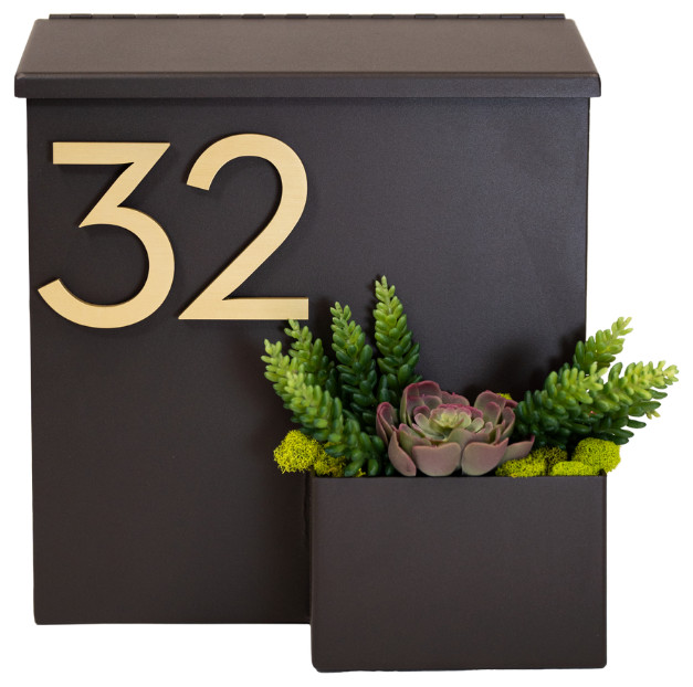 Greetings Wall Mounted Mailbox w/ House Numbers Contemporary
