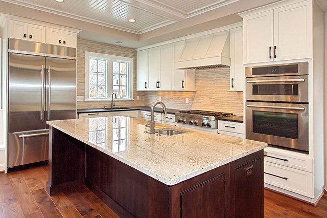 Custom Dark Stained Hickory Flooring Traditional Kitchen