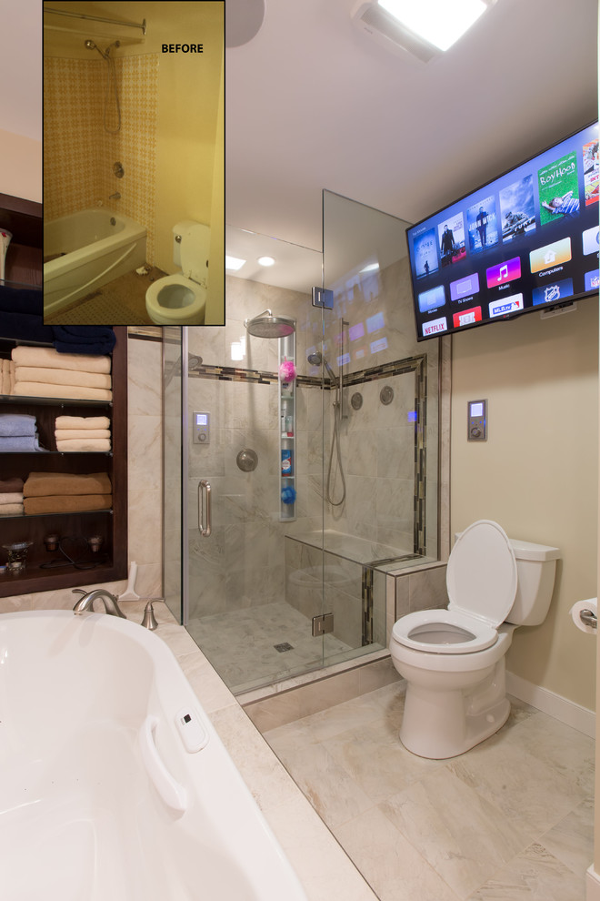 Example of a transitional bathroom design in Edmonton