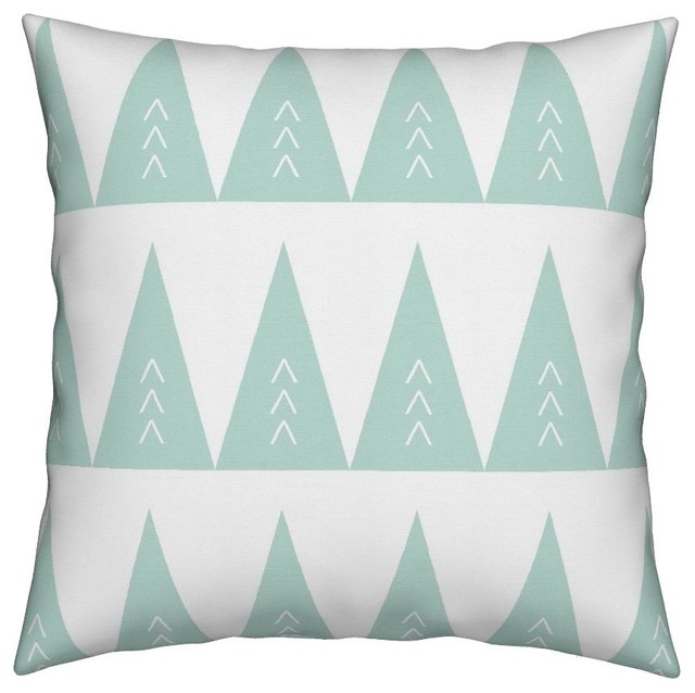 Forest Pine Tree Baby Blue Pastel Mint Throw Pillow Contemporary