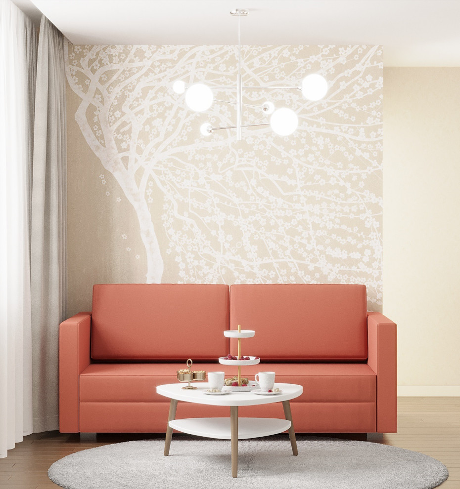 Кухня-гостиная 23  кв. м. в скандинавском стиле