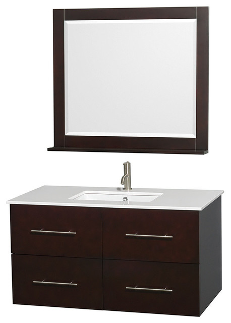 42 Single Bathroom Vanity Countertop Undermount Sink Mirror 42 Single Bathroom Vanity In Espresso Countertop Undermount Sink Mirror Transitional