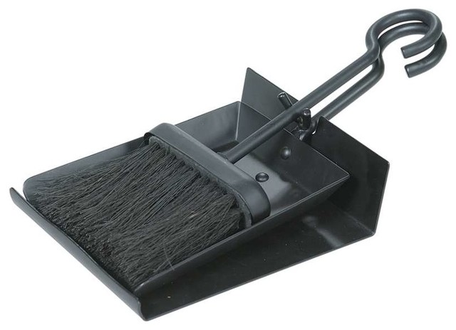 Black Shovel And Brush Set With Pan Traditional Fireplace