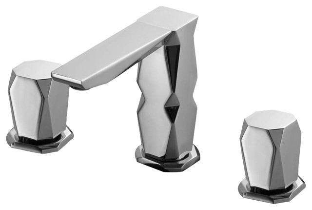Ikon 3 Hole Polished Gold Luxury Bathroom Faucet Contemporary
