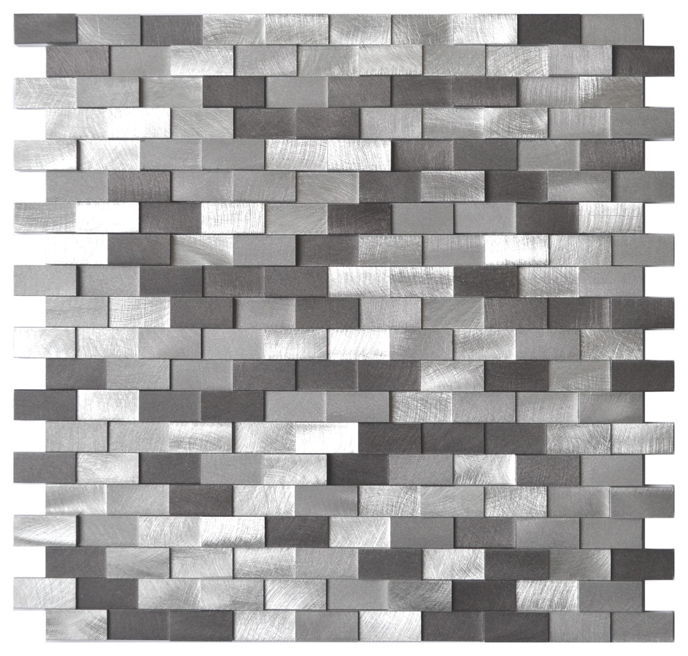 11.8"x11.8" 3D Raised Brick Aluminum Mosaic Tile, Contemporary