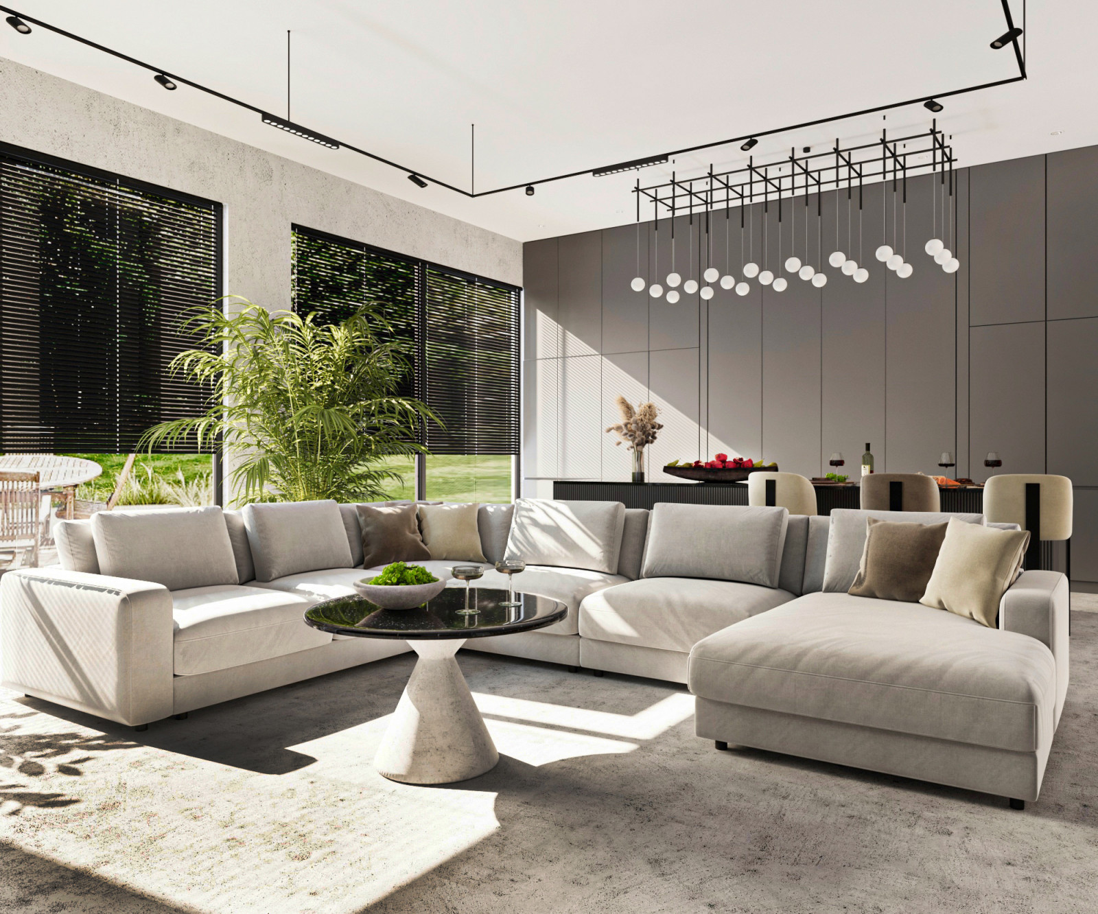 3д-визуализация интерьера гостиной