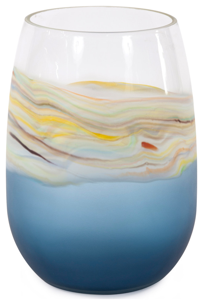 Cyprus Tall Wide Mouth Hand Blown Glass Vase