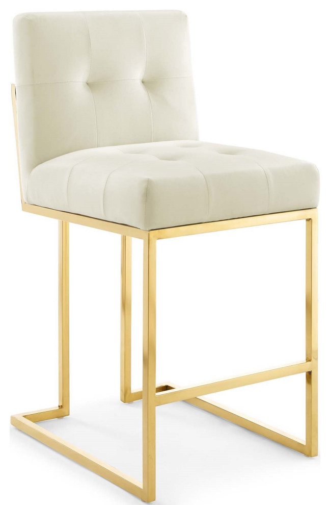 Ivory Velvet Counter Stool, Heidi Giselle Gold Counter Stool, Glam