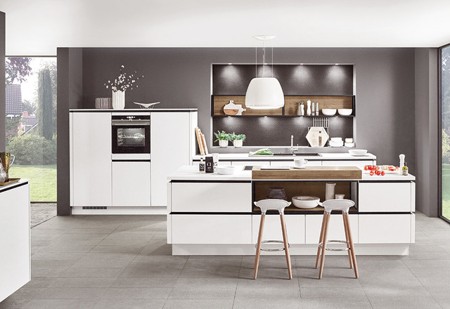 Cocinas moderna minimalista en blanco y gris modern-kitchen