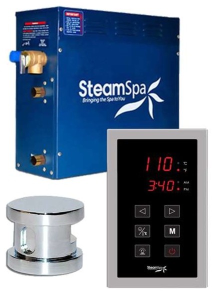 SteamSpa Oasis 4.5kw Touch Pad Steam Generator Package in Chrome