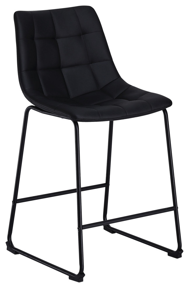 Modern Black Dining Chairs, Set of 2 Industrial Bar Stools And