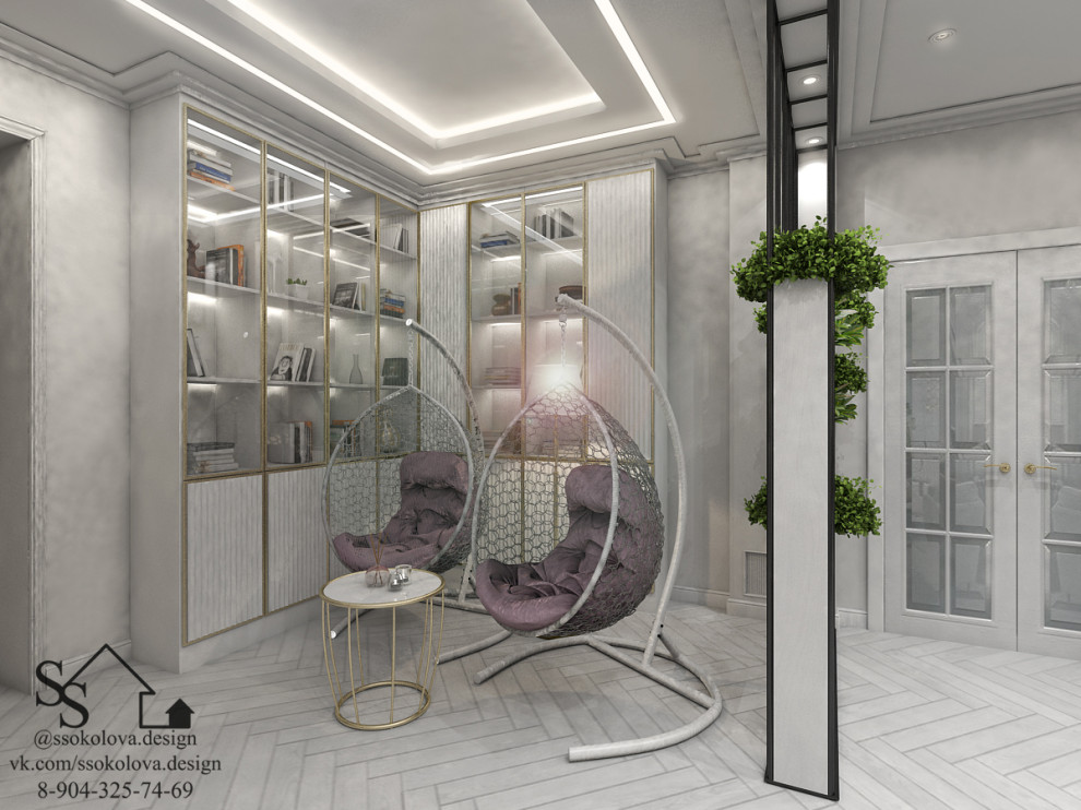 Кухня-гостиная в светлых тонах